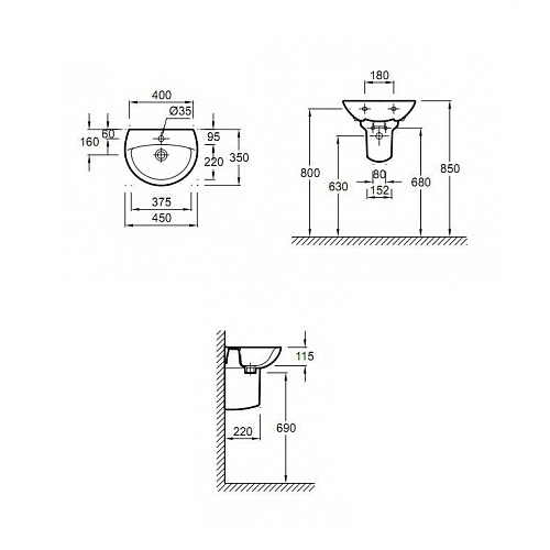 Умивальник Jacob Delafon Patio E4152-00 - 2