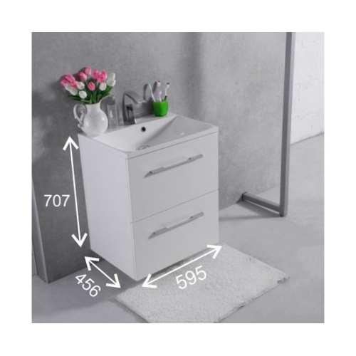 Тумба Fancy Marble Santorini 60 с умывальником Amelia 600C, ШН-Ам600 + 0706101 - 2
