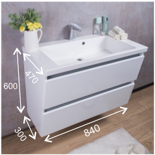 Тумба Fancy Marble Cyprus 80 з умивальником Peggy 850C, ШН-Peggy 850C + 3608101 - 2
