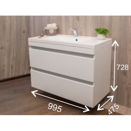 Тумба Fancy Marble Borneo 1000 с умывальником Lucia 1000, Borneo 1000 + 1310101 - 2