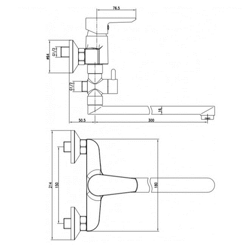 Змішувач для ванни та душу Cersanit VERO LONG SPOUT S951-242 - 2