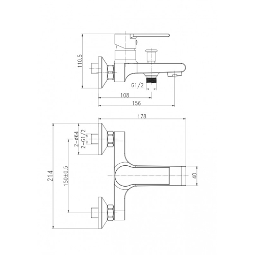 Смеситель для ванны и душа Cersanit Brasco S951-229 - 2