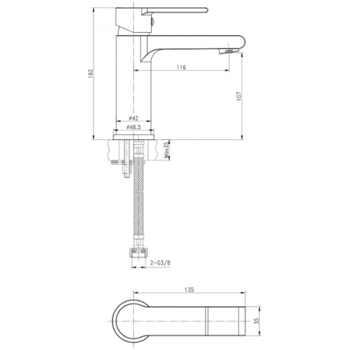 Смеситель для умывальника Cersanit Brasco S951-227 - 2