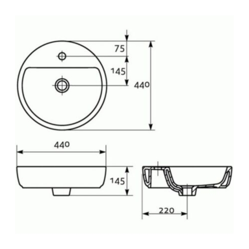 Умывальник Cersanit Caspia Ring круглый 44 K11-0094 - 2