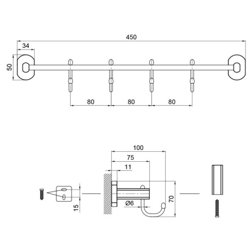 Полотенцедержатель Qtap Liberty BLM 1154-4 QTLIBBLM1154-4 - 3