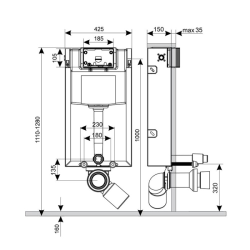 Инсталляция для унитаза Qtap Nest QT0133M425 - 5
