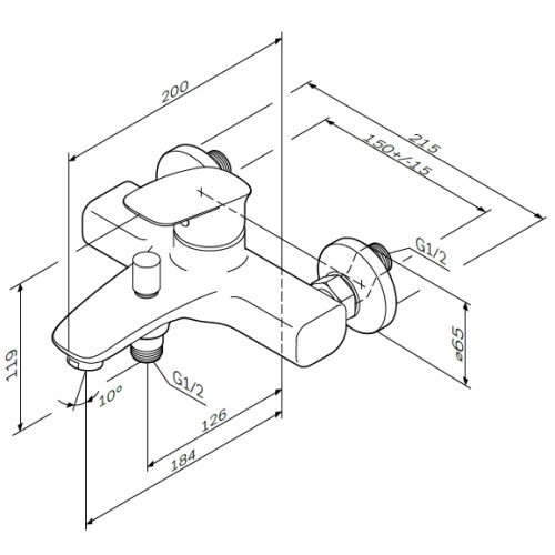 Смеситель для ванны/душа AM.PM Spirit 2.1 F71A10000 - 6