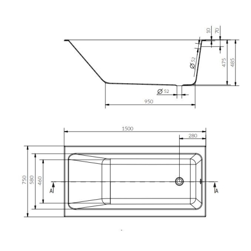 Ванна акриловая Cersanit Crea 150x75 S301-233 - 2