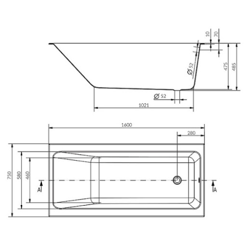 Ванна акриловая Cersanit Crea 160x75 S301-225 - 2