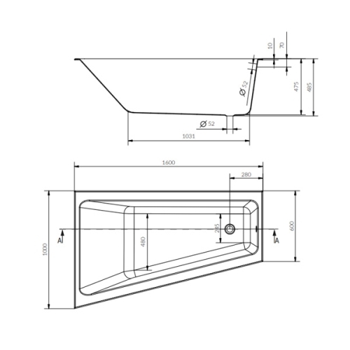 Ванна акриловая Cersanit Crea 160x100 Левая S301-232 - 2