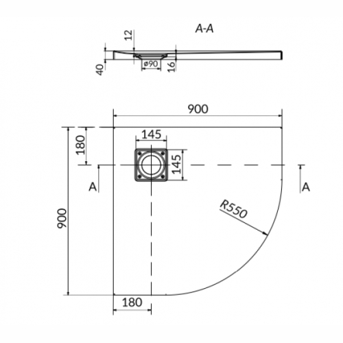 СЕТ B185 душовий піддон Cersanit TAKO SLIM 90X4+СИФОН (VIRT) - 2