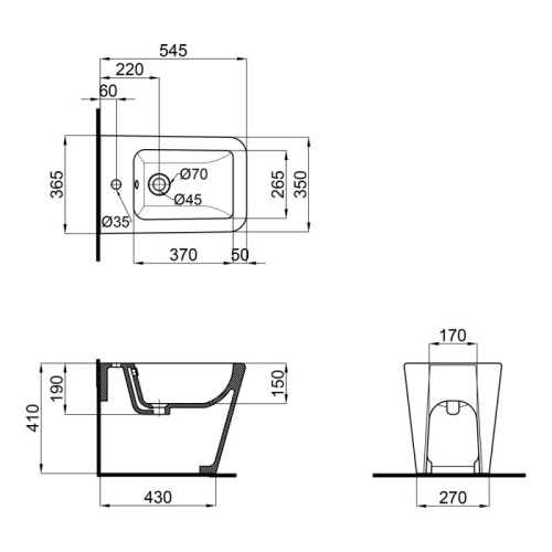 Биде напольное Qtap Crow QT05443370W - 5