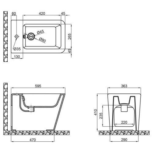 Биде напольное Qtap Tern QT1744003CW - 5