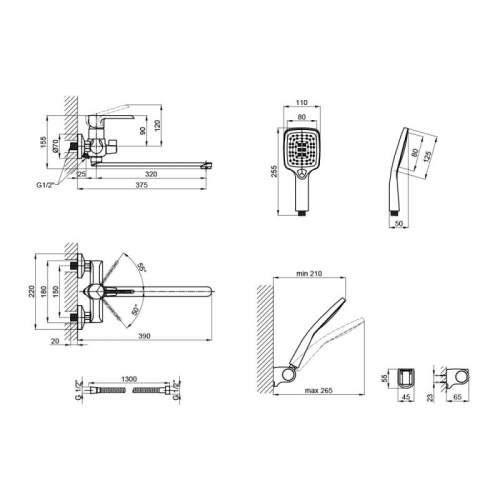 Смеситель для ванны Qtap Grand CRM 005 QTGRACRM005 - 7