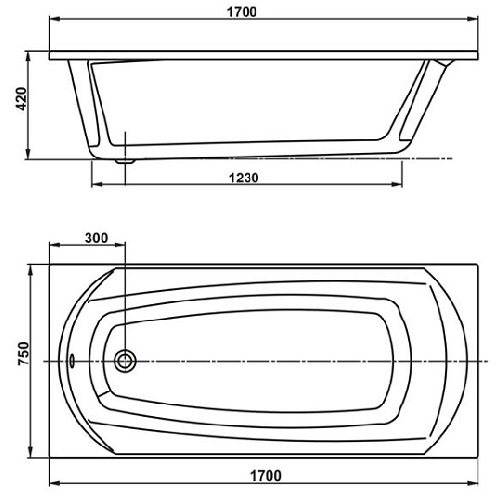 Ванна Vagnerplast Cavallo 170 x 75 без ножек VPBA170CAV2X-04 - 2