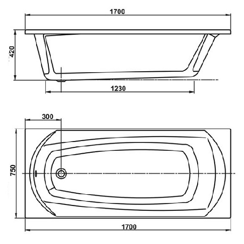 Ванна Vagnerplast Ebony 170 x 75 без ножек VPBA170EBO2X-01 - 2