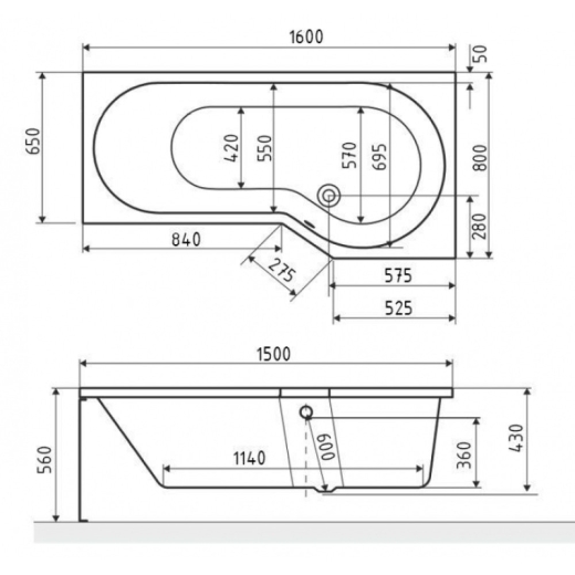 Ванна Excellent BeSpot 1600x800 WAEX.BSP16WH - 3