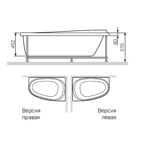 Каркас для ванни AM.PM Like 170х110 W80A-170L110W-R (лівосторонній) - 2