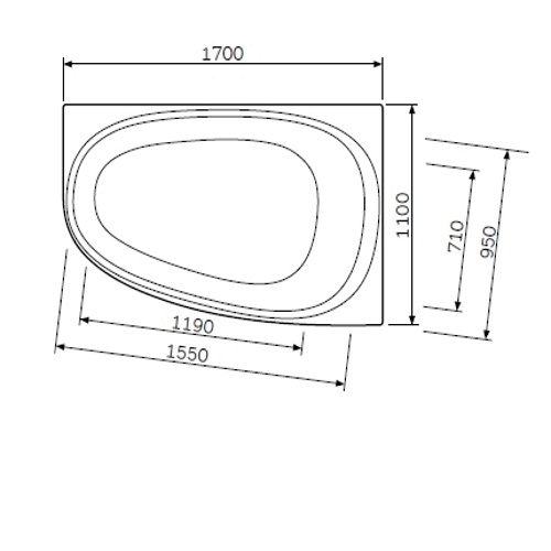 Каркас для ванни AM.PM Like 170х110 W80A-170L110W-R (лівосторонній) - 3
