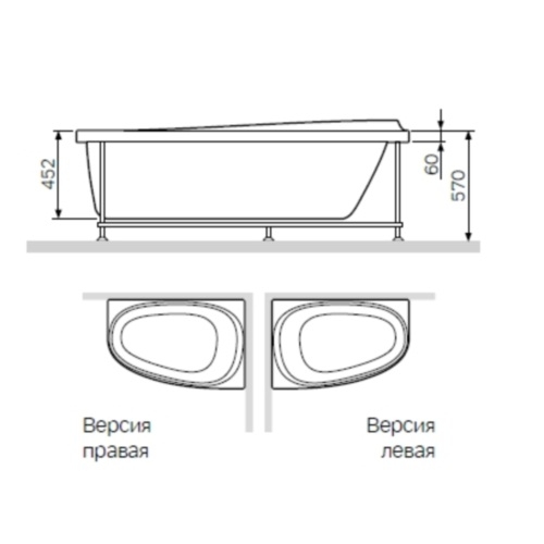 Каркас для ванни AM.PM Bliss L лівосторонній, 170х115 W53A-170L115W-R - 2