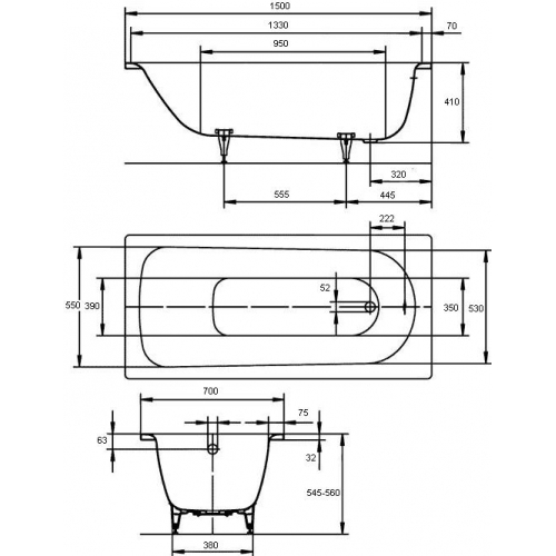 Ванна Kaldewei Saniform Plus 1,5х70 mod 361-1 111600010001 - 2