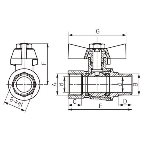 Кран шаровой Ferro KMH2W - 2