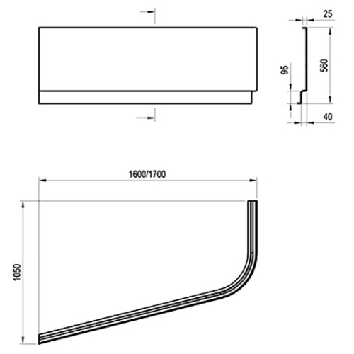 Панель для ванни Ravak Chrome 170x105 R фронтальна CZA4100A00 - 2