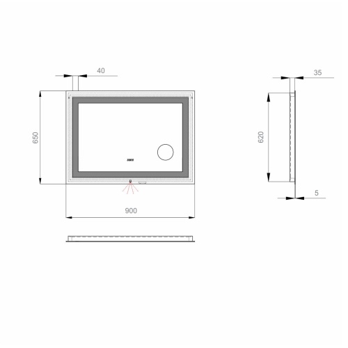 Дзеркало Sanwerk Ultra Mega 90*65 LED 2835IR, W-W-S ZU0000137 - 4