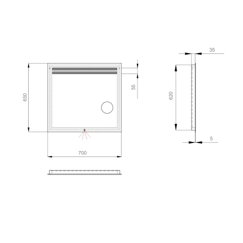 Зеркало Sanwerk Lava Della 70*65 LED 2835IR, W-0-S ZL0000126 - 3