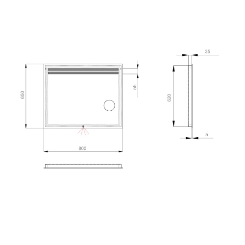 Дзеркало Sanwerk Lava Della 80*65 LED 2835IR, W-0-S ZL0000127 - 3