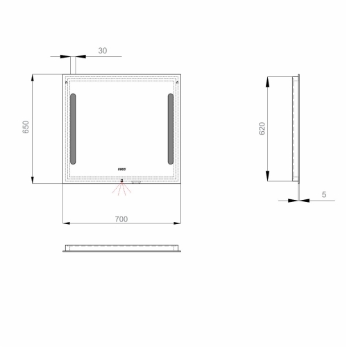 Зеркало Sanwerk Lava Stella 70*65 LED 2835IR, W-W ZL0000139 - 4