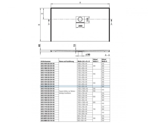Поддон Villeroy & Boch Squaro Infinity 130 х 90 см (UDQ1390SQI2IV-41) - 2