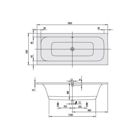 Ванна акрилова Villeroy & Boch Loop&Friends Square 180x80см (UBA180LFS2V-01) - 4