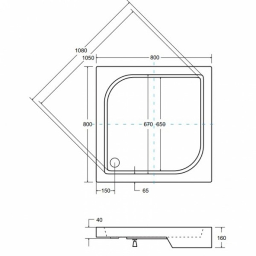 Поддон квадратный Besco Oskar 80х80х4/16 + ножки (NAVARA22738) - 3