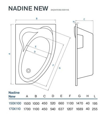 Ванна KOLLER POOL Nadine new 170х110 см NADINENEW170X110R - 2
