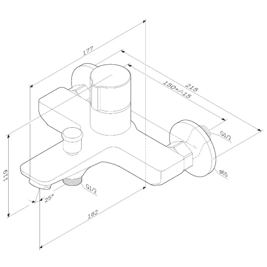 Cмеситель для ванны однорычажный с коротким изливом AM.PM X-Joy черный F85A10522 - 4
