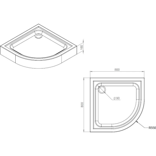 Душовий піддон AM.PM Gem 80x80 см, з сифоном W90T-401-080W - 2