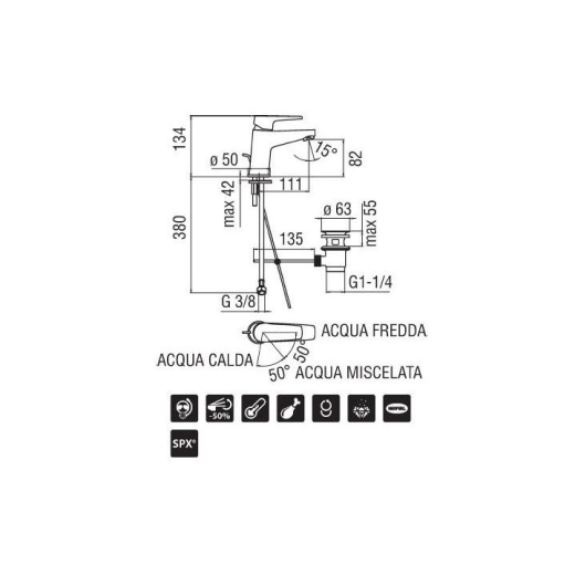 Смеситель для умывальника Nobili Nobi (NB84118/1CR/NBE84118/1CR) - 3