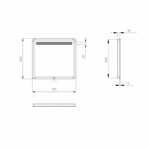 Дзеркало Sanwerk Lava Calipso 70*65 LED 2835IR, W ZL0000179 - 2