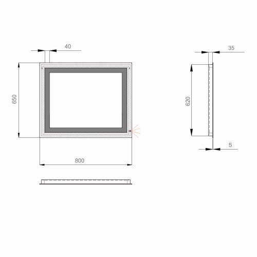 Дзеркало Sanwerk Lava Kvadra 80*65 LED 2835IR, W ZL0000161 - 4