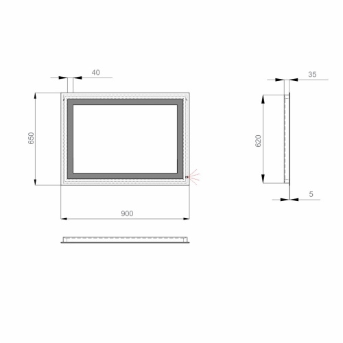 Дзеркало Sanwerk Lava Kvadra 90*65 LED 2835IR, W ZL0000162 - 4