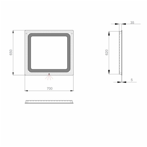 Зеркало Sanwerk Lava Hella 70*65 LED 2835IR, W ZL0000154 - 4