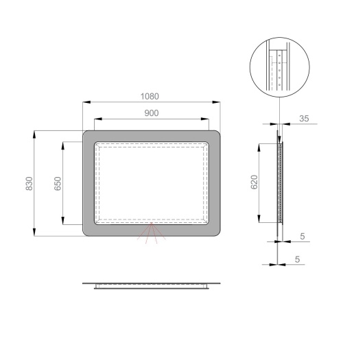 Зеркало Sanwerk Ultra Cosmo White 108*83 LED 2835IR, W ZU0000142 - 2