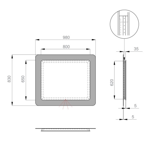 Зеркало Sanwerk Ultra Cosmo White 98*83 LED 2835IR, W ZU0000141 - 5