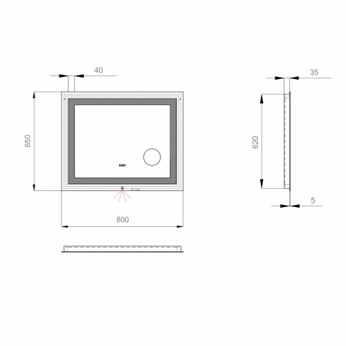 Дзеркало Sanwerk Ultra Mega 80*65 LED 2835IR, W-W-S ZU0000136 - 3