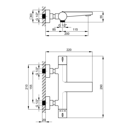Смеситель для ванны Qtap Votice QVTC30T105GC - 5