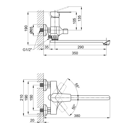 Смеситель для ванны Brinex 35W 005 BRIN35W005 - 2