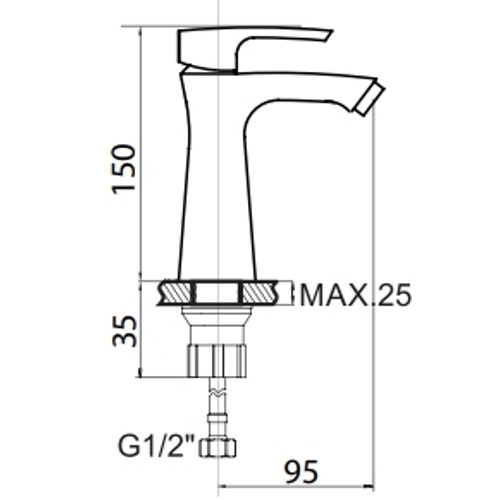 Змішувач для умивальника Zerix FAB-1 ZX3051 - 2