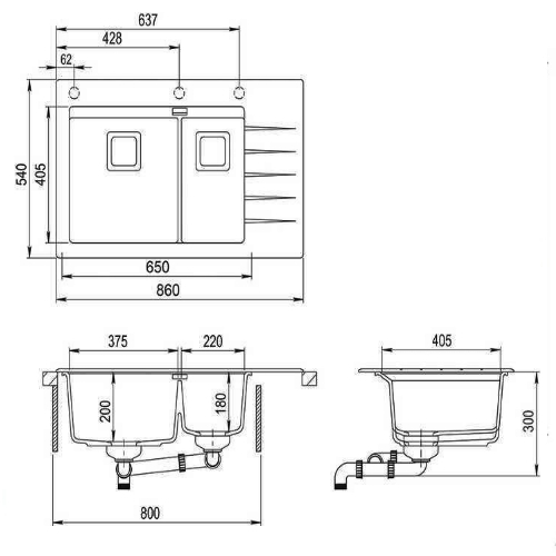Мийка кухонна Aquasanita Delicia Plus GQD150W-AW-710 - 2