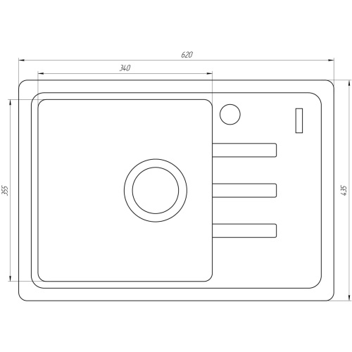 Гранітна мийка Globus Lux Mono слонова кістка 620х435 9694900304195660 - 2